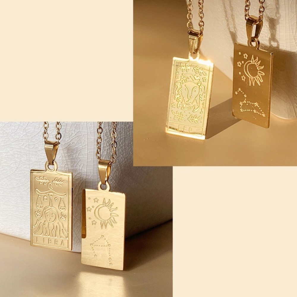 Zodiac Tarot Card Necklace Aries, Taurus, Gemini, Cancer, Leo, Virgo, Libra, - Picture 6 of 10